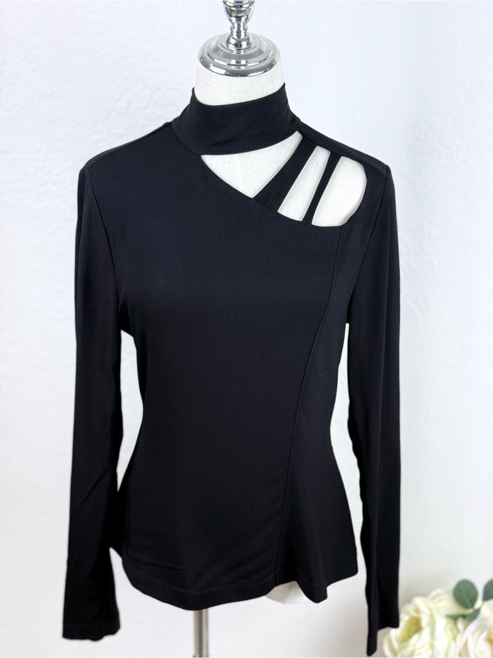 ZARA Mob Wife Night Out Black Crepe Cutout Strappy Top - L